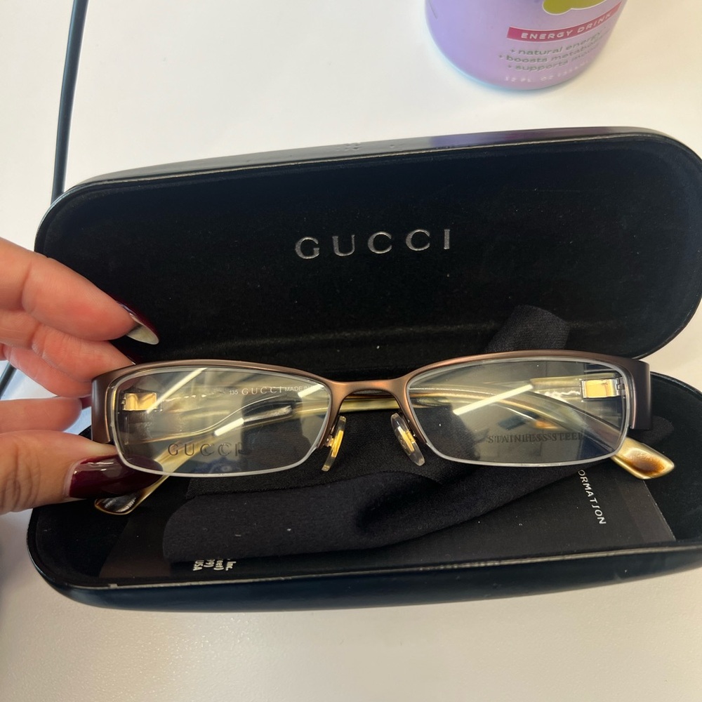 Gucci Women's Gold Rectangular Glasses
